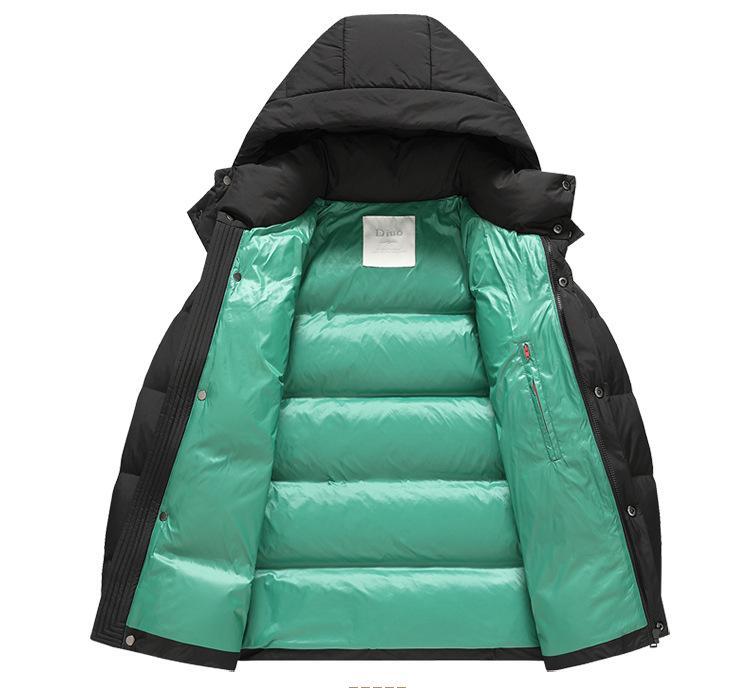 2025 Winter Men's Hooded Down Jacket - Korean Style, Warm, Stand Collar, White Duck Down for Middle-Aged & Young