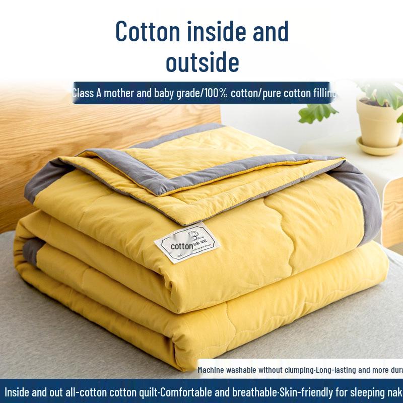 Стиганое одеяло из чистого хлопка - Мягкое, Легкое, Дышащее, Идеально для лета, Доступно в односпальном и двуспальном размерах.