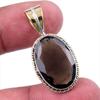 Natural Smoky Quartz 925 Solid Sterling Silver TwoTone Gift Pendant 1.50" K6e83