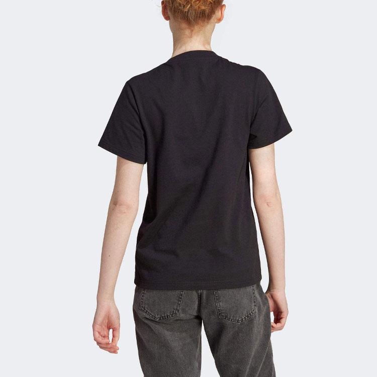 Adidas Doodle буквенный логотип с мультяшным принтом, футболка с круглым вырезом и короткими рукавами, женские топы, черный IJ7327