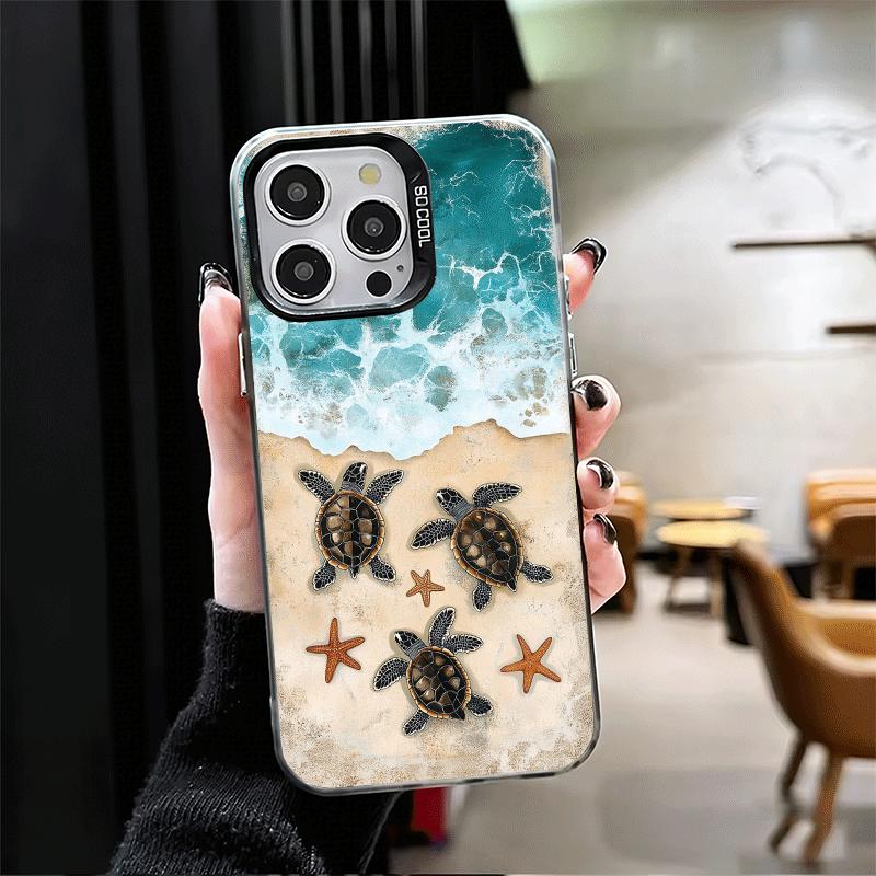 Летняя Морская Черепаха Милый Ударопрочный Чехол для Телефона для iPhone 17 Air 16 16E 15 Pro Max 14 Plus 13 Mini 12 Задняя Крышка Противоударный Fundas