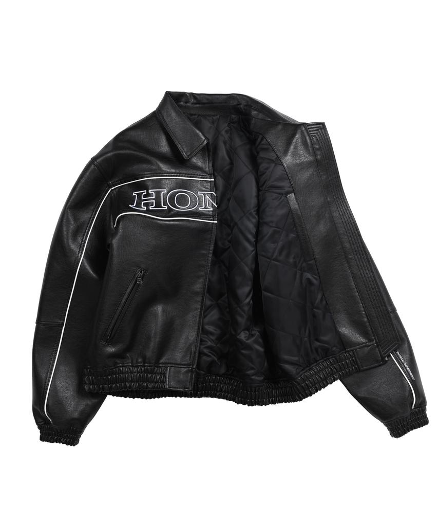 Phyps Motorcycle Motorcycle Piping Leather Jacket Black