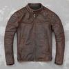 Chinese Size Vintage Red Brown Real Cowhide Genuine Leather Jacket Men Motorcycle Coat Mens Biker Clothes Spring Autumn