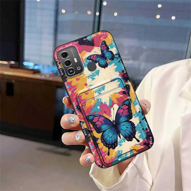 Cute Back Cover Phone Case For ZTE Blade A53 Pro Card bag Shockproof Silicone Cover Graffiti Fashion Design Anti-dust