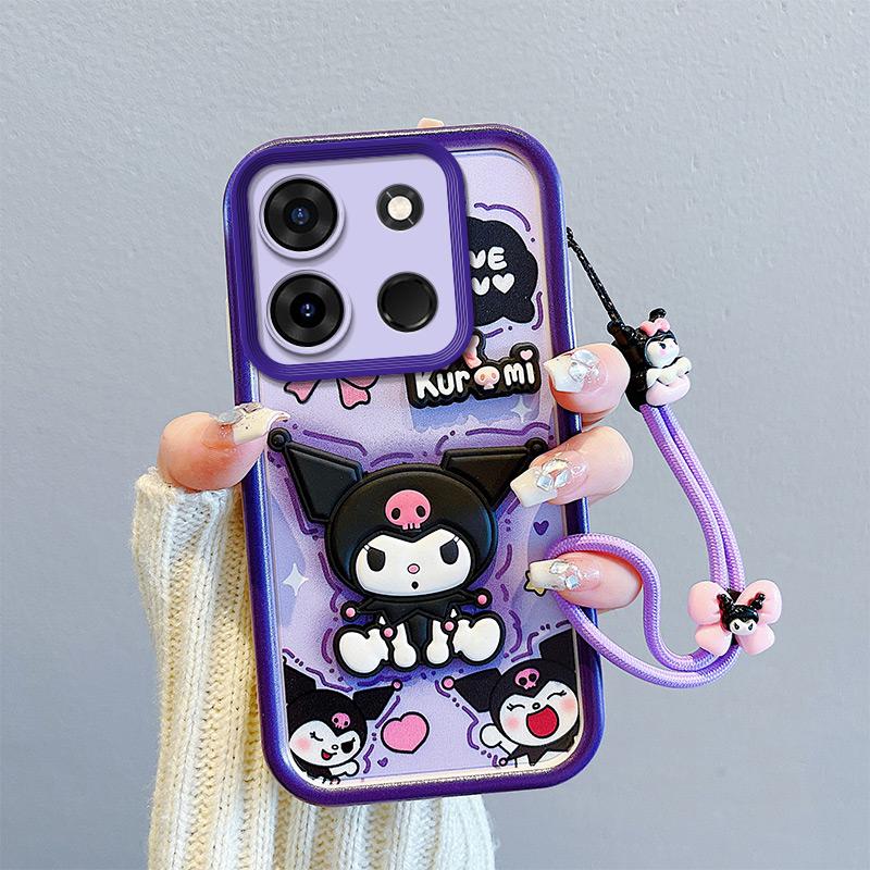 KEYSION Shockproof Case for TECNO Spark Go 2023 with Lanyard Silicone Cute 3D Cartoon Doll Phone Cover for TECNO Pop 7 Pro
