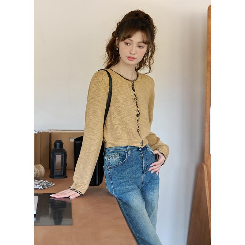 Mishow Женский вязаный кардиган, осень 2023, новый корейский стиль, винтажная универсальная одежда с длинными рукавами, топы MXC41Z0098