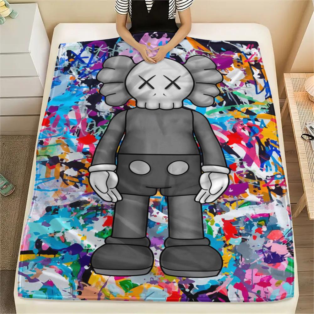 kaws printing Flannel Blanket Bedroom Coverlet Sofa Camping Warm blanket Gifts for family and friends(MJ043)