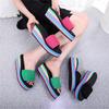 Rainbow Herringbone High-Heel Women's Flip Flops - Summer Beach Sandals