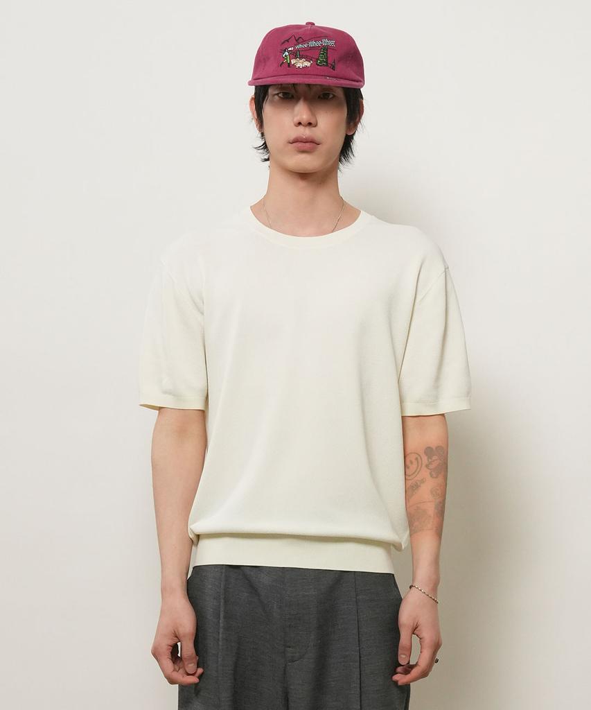 GENERALIDEA Man Temperature Cut Cool Classic Crew Neck Half Knit [Ivory] / Gf2Mkp022