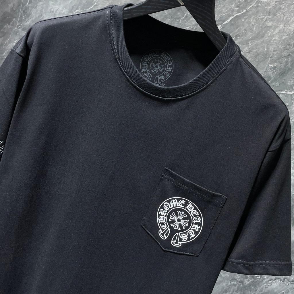 8555 CHROME HEARTS 2025 Лето Новая Высококачественный Хлопок Круглый Вырез Свободный Большой Размер Мужская и Женская Футболка Парная Футболка