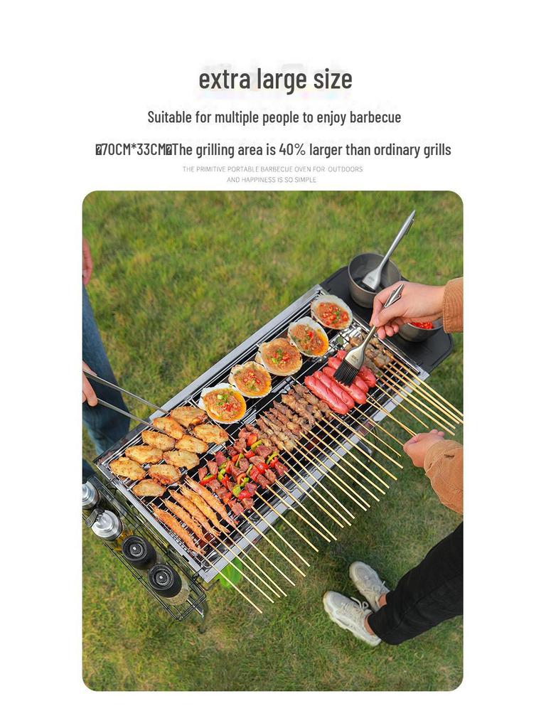 Большой портативный складной угольный гриль-барбекю из нержавеющей стали для использования на открытом воздухе и дома