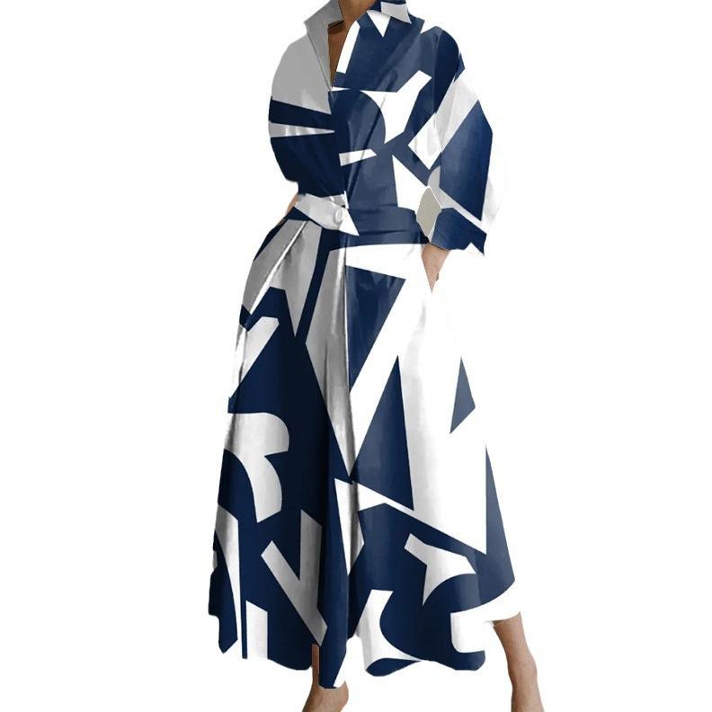 2026 Европейское и американское повседневное платье-поло для commuting с длинными рукавами и эластичной талией