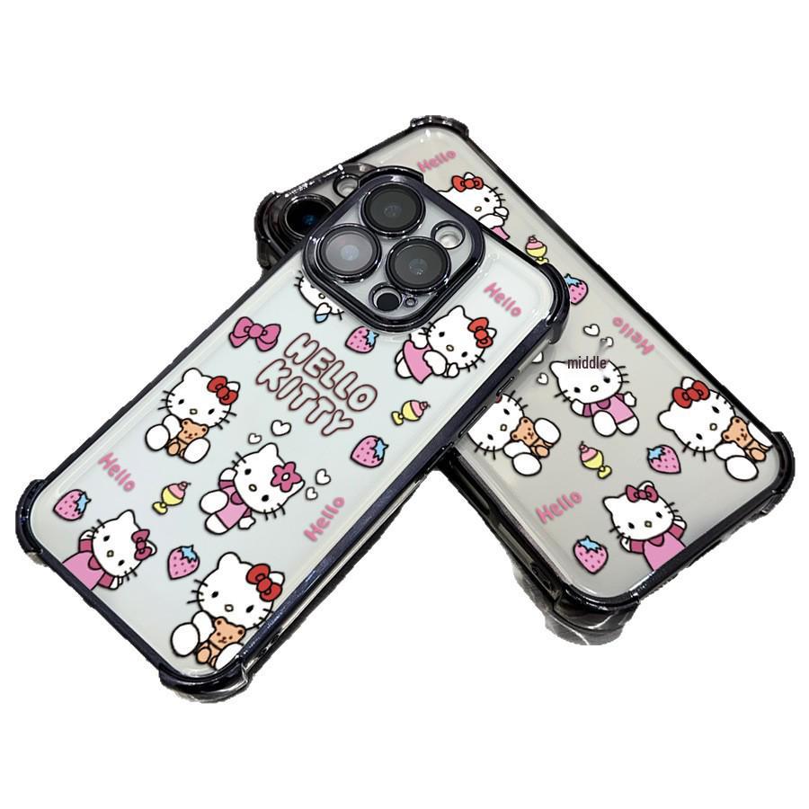 Черный гальванизированный чехол Sanrio для Apple 12PM, Полностью закрывающий дизайн