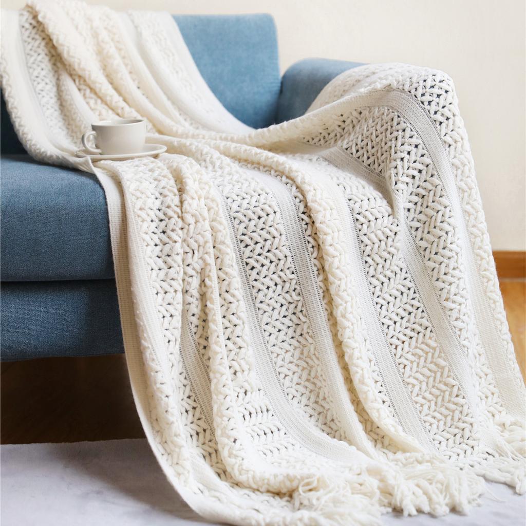 Хаки Рождественские Одеяла с Кисточками Винтажные Легкие Фермерские Подарочные Одеяла Вязаные Клетчатые Уютные Богемные Накидки Вязаное Одеяло