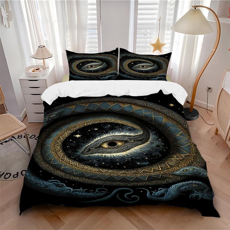 3pc Serpent Universe Cover Set - 1 Quilt Cover + 2 Pillowcases, All Seasons Bedroom Setting, Perfect for Home078