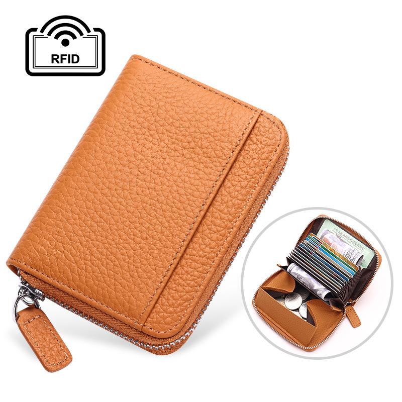Rfid Card Holder 100% Genuine Leather Business Card Wallet Organ Card Bag Female Bag Japanese