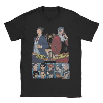 Ace Attorney Игра Мужские Женские Футболки Gyakuten Saiban Футболки Короткий Рукав Круглый Вырез Футболки 100% Хлопок Классическая Одежда