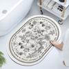 French Retro Oval Diatomaceous Mud Upholstered Toilet Bathroom Absorbent Mat Non-slip Foot Mat Quick Drying Door Mat