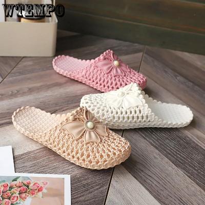 Женские летние тапочки Baotou, однотонные легкие повседневные тапочки на плоской подошве, Нескользящие уличные тапочки на мягкой подошве