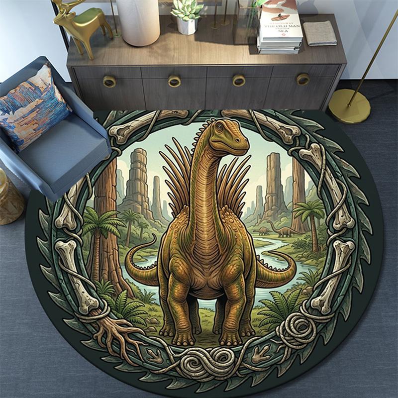 Prehistoric Dinosaur Kingdom Round Area Rug Under Office Chairs Bedroom Living Room Home Decor
