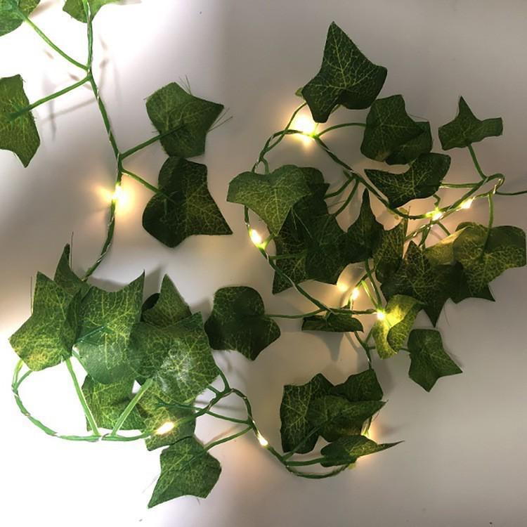 Green Leaf Ivy LED String Lights - Sweet Potato & Maple Leaf Copper Wire for Christmas Outdoor Decor