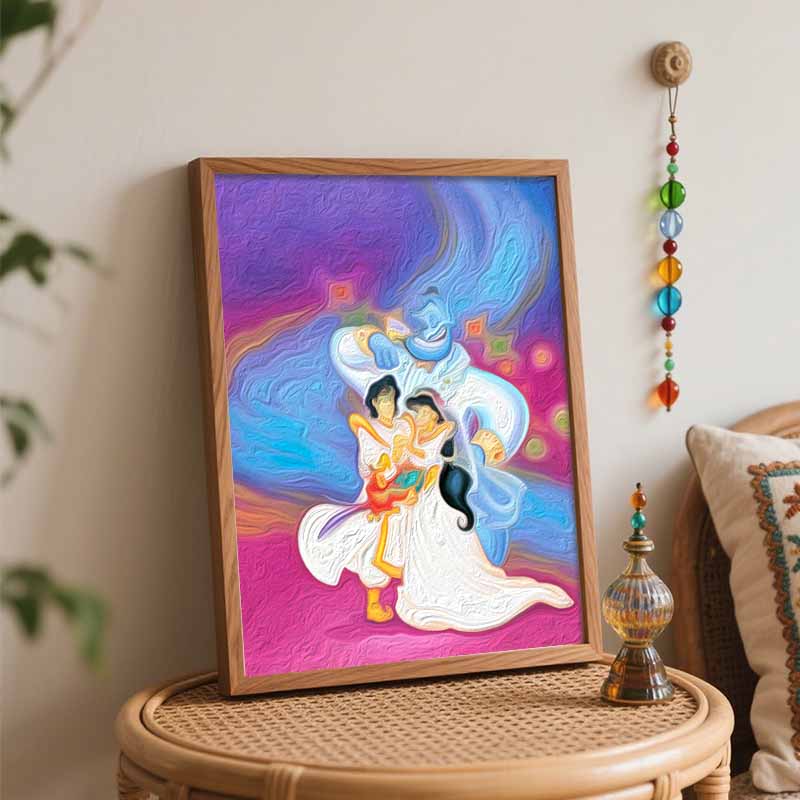 Disney Aladdin Jasmine Genie DIY Oil Painting Art Painting Kit Home Wall Decor Handmade Gift Special Wedding Romantic Keepsake Decor