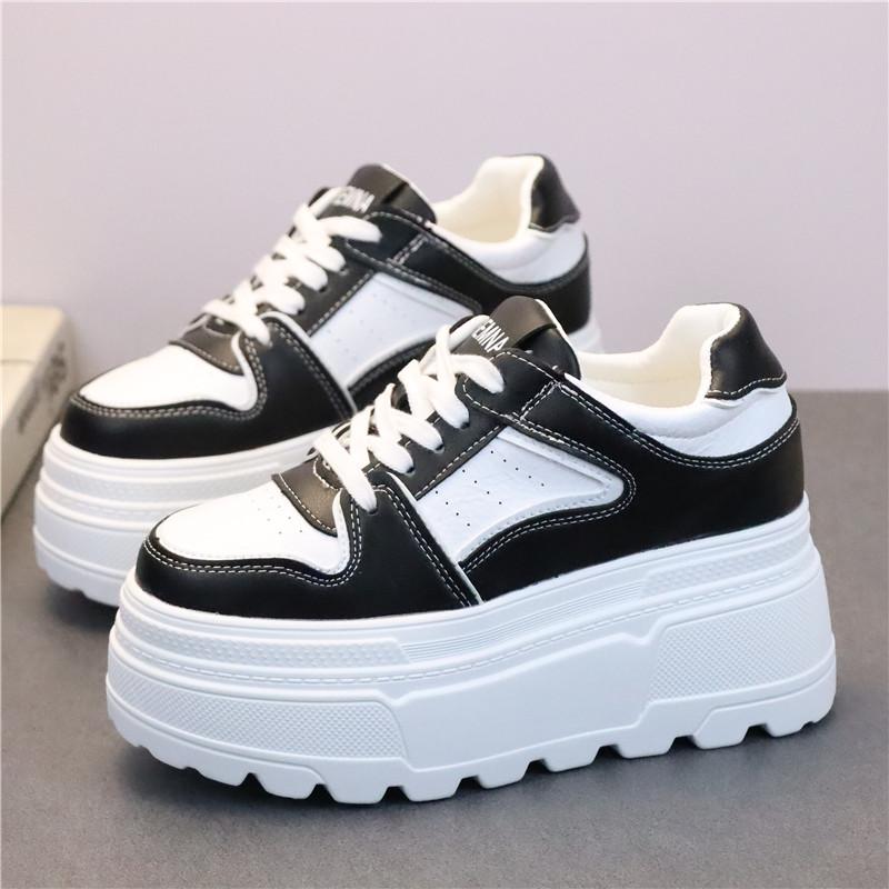 Модные кроссовки на платформе 8 см для женщин, белая обувь на каблуке, удобные, нескользящие, из натуральной кожи, женская повседневная обувь для ходьбы