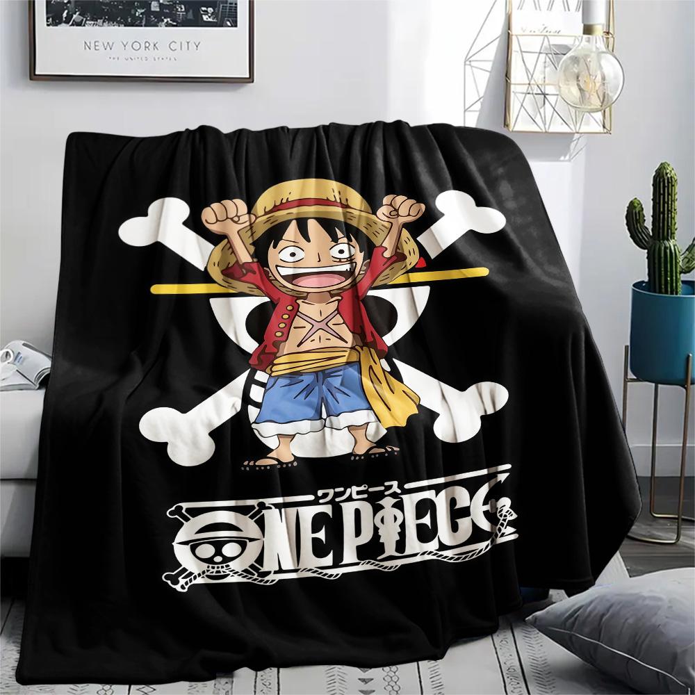 1PC One Piece Monkey D Luffy Patterned Flannel Blanket Suitable For All Seasons For Home Decor Warmth And Comfort Gifts Holiday Present