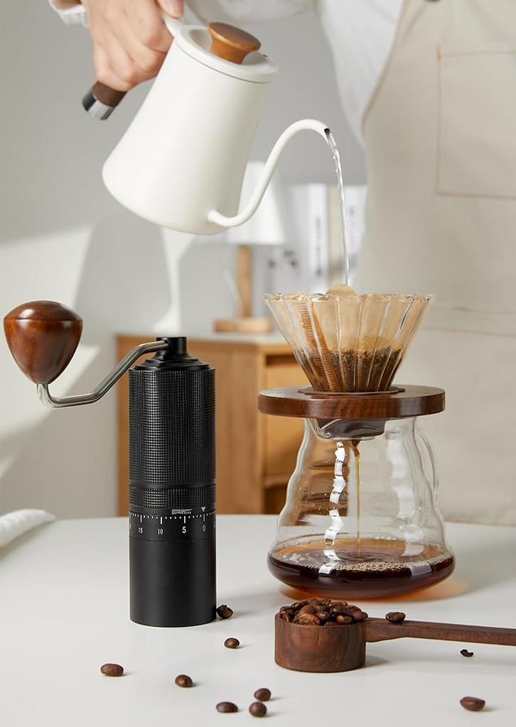 Одна чашка One Bean Mugen N2 для кофе, ручная, семиугольная, из нержавеющей стали, с внешней регулировкой помола, простая в использовании, включает удобный чехол для переноски, равномерная кофемолка