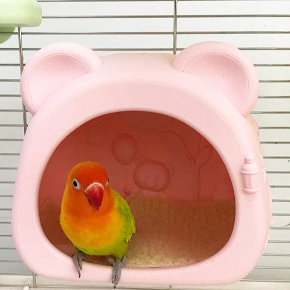 Bird House Warm Light Bird Breeding Nest Bear Shape Hanging Hamster Bed House Bite Resistant Decorative Squirrel Bed Outdoor