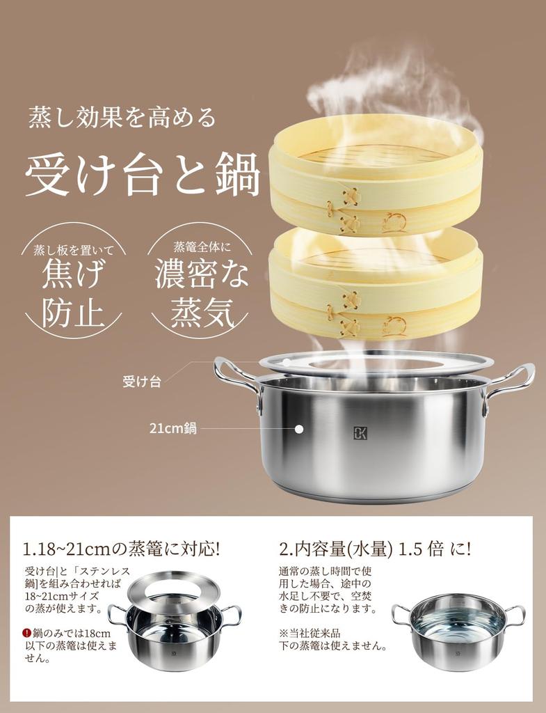 CORKAS Бамбуковая пароварка, 2-ярусная, 21 см, Домашняя пароварка со специальным набором кастрюль для пароварки, Китайская пароварка, Корзина и 50 листов для приготовления на пару