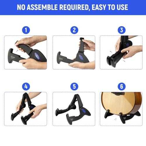Snsowed Folding Guitar Stand, Universal Floor-Mounted A-Frame Instrument Holder for All Guitars, Acoustic, Classical, Electric, Bass, and Travel Guita