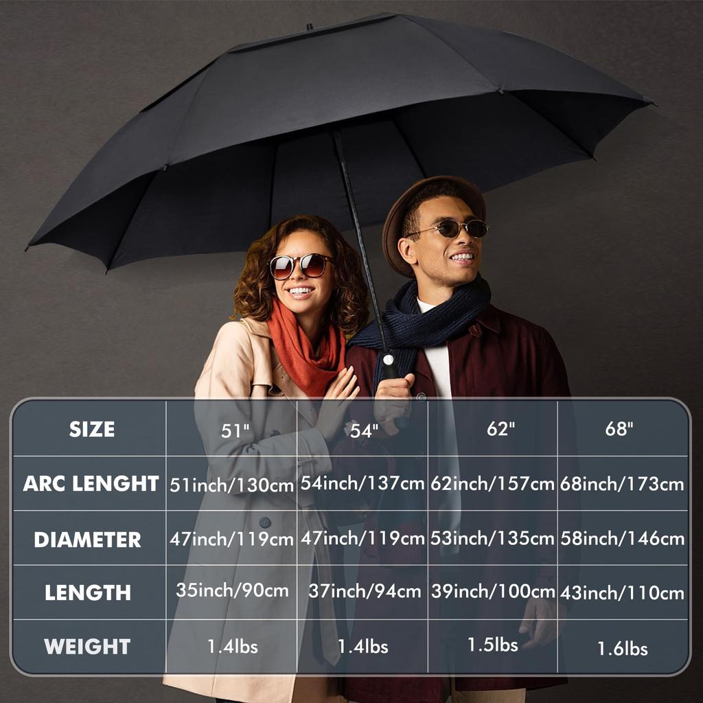 NINEMAX Golf Супер Идеально для Сильного Дождя и Сильного Дождя и Включает Чехол для Хранения для Мужчин и Зонт, 54/62/68 Дюймов, Двухслойный, Большой,