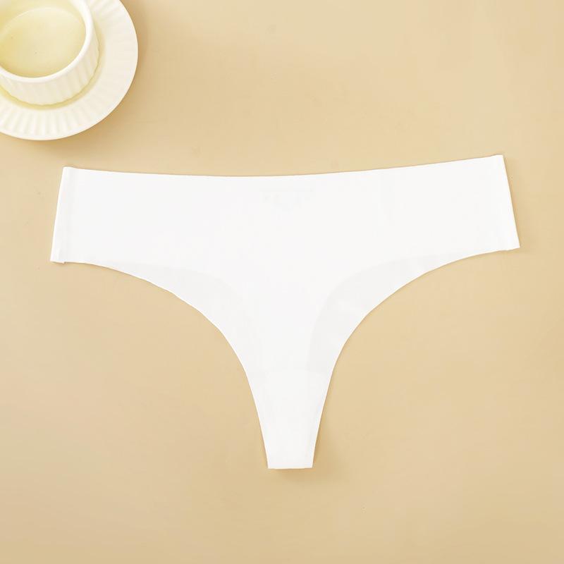 CINOON Women Sexy Seamless Thongs Fashion Low-Rise Ice Silk Ultra-thin G-String Solid Color Soft Comfort Briefs
