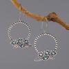 Hollow Circle Design With Flower Decor Synthetic Gems Inlaid Dangle Earrings Retro Bohemian Style Delicate Female Gift
