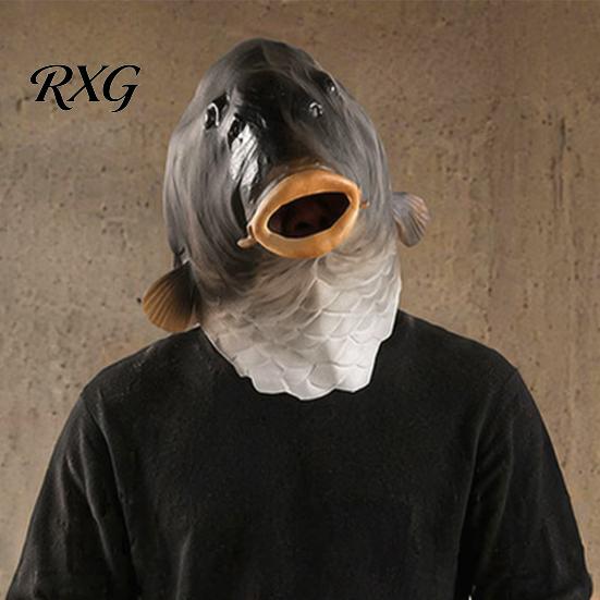 Comfortable Latex Animal Headgear Funny Fish Head Mask, Realistic Carp Cosplay Prop, Soft Prank Mask for Party Prank, Trick or Treat Halloween