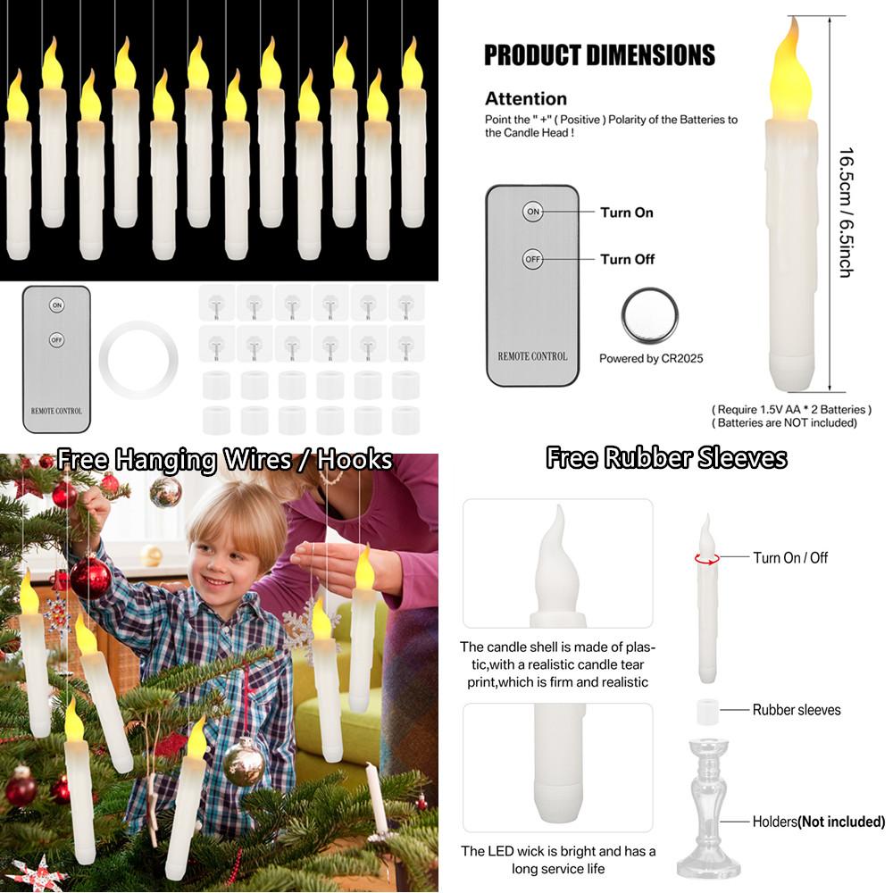 Flameless Flickering Taper Candles With/without Remote Control Timer Dimmer Battery Operated Candlesticks for Christmas Wedding