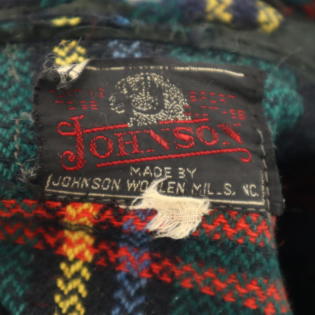 JOHNSON 50-е 60-е винтаж Клетка Длинный рукав Фланелевая рубашка Мужская Б/У