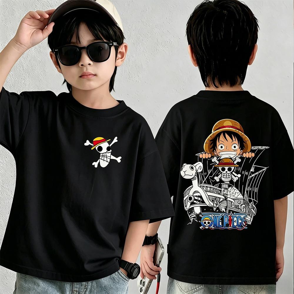 Summer New Arrival One Piece Pattern Tshirt unisex anime print casual shortsleeved fashionable streetwear top Y2K style