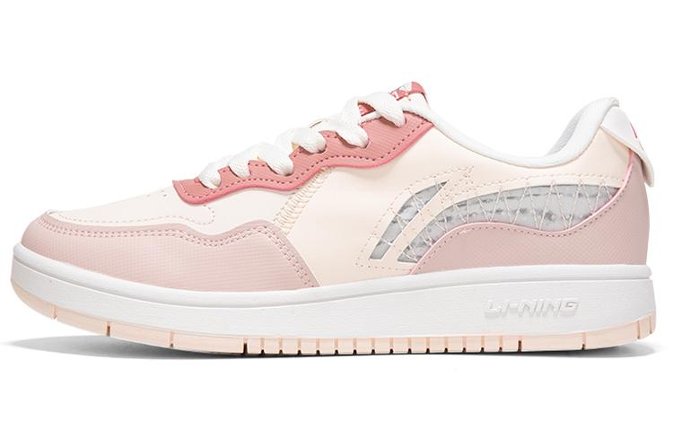 Li Ning Кожаные, Нескользящие, Износостойкие, Легкие, Низкие Кеды для Скейтборда Женские Розовые AGCR318-4