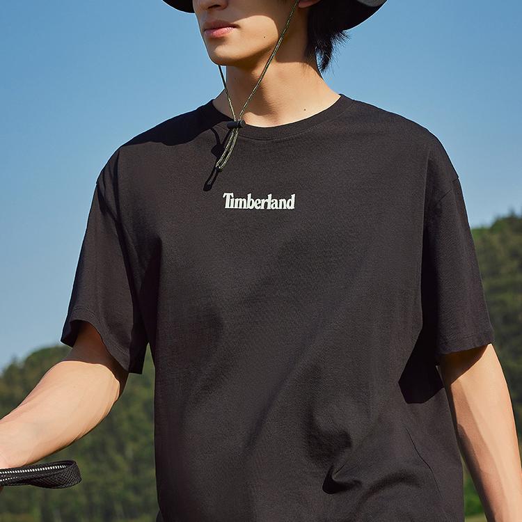 Timberland Футболка с коротким рукавом и принтом из мультфильма, мужские топы, черная A6CJP-001