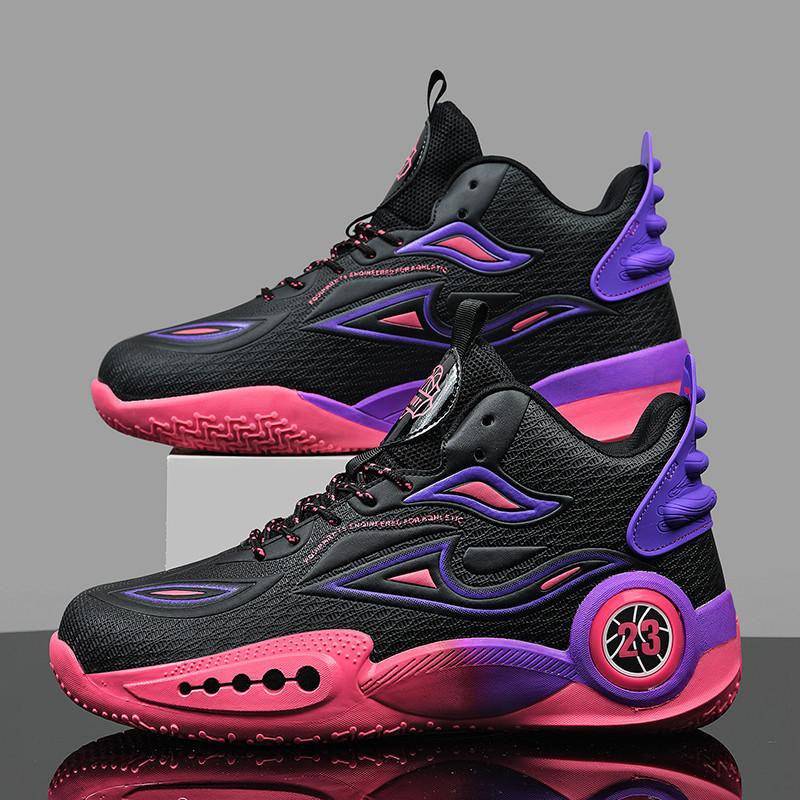 Высокие баскетбольные кроссовки для мужчин, учеников начальной и средней школы, спортивная обувь для бега с трением и звуком, фактические боевые кроссовки для баскетбола