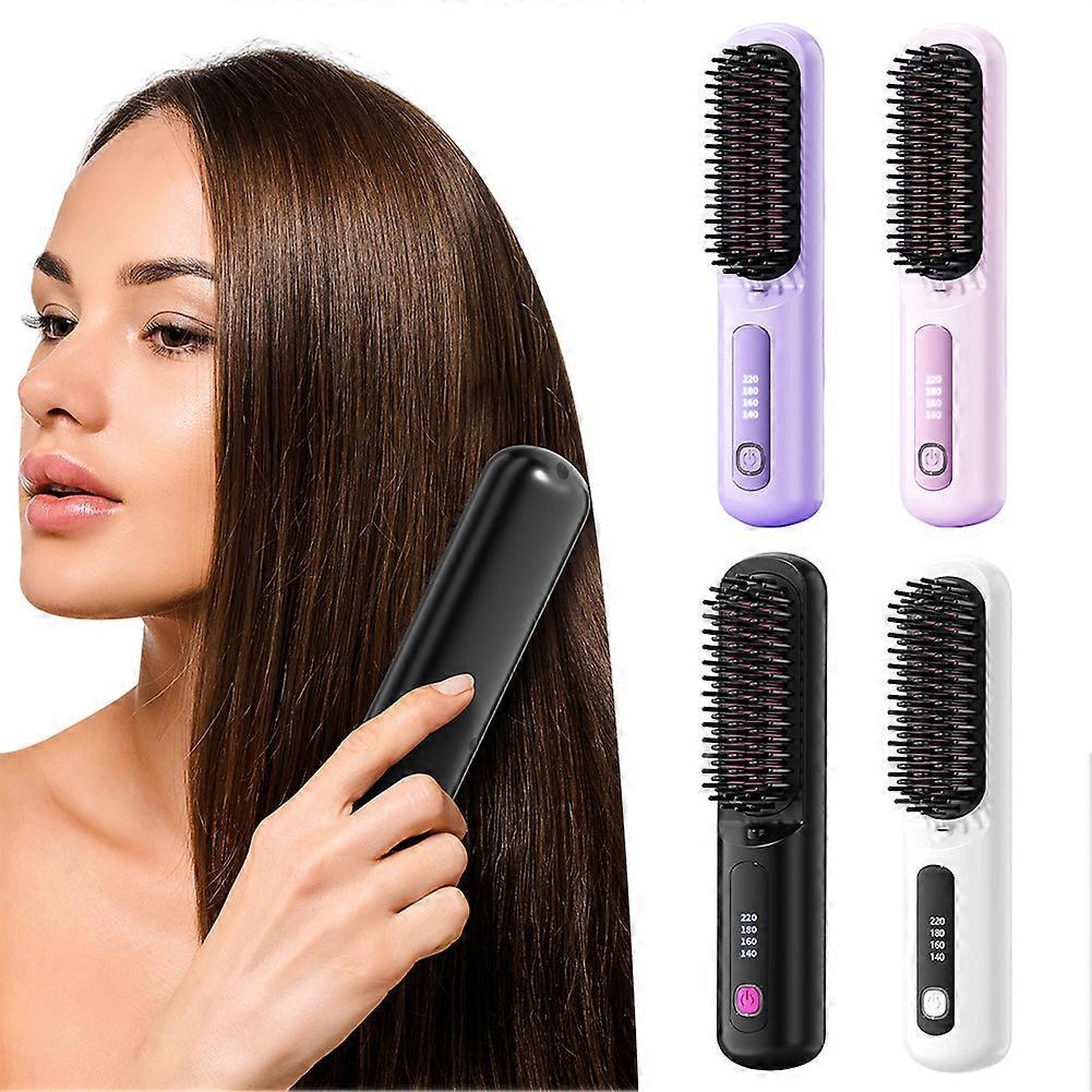 Cordless Hair Straightener Brush, Gobrush Pro Effortless Hair Styling, Fast Heated Wireless Mini Hair Brush