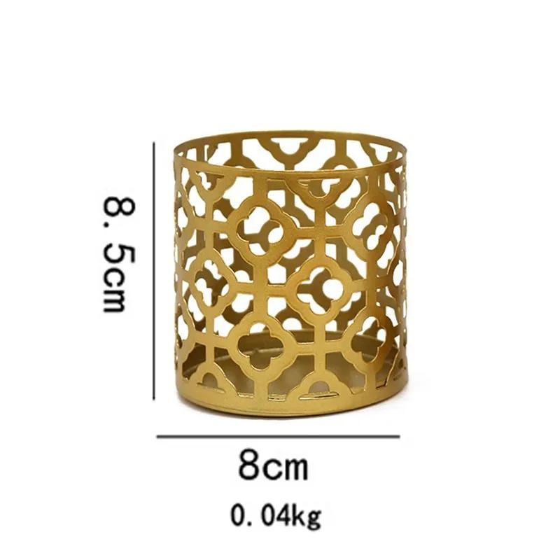 Подсвечник в скандинавском стиле, золотой геометрический полый железный подсвечник, креативный стакан для ароматерапевтической свечи, украшение для дома, орнамент YLE614