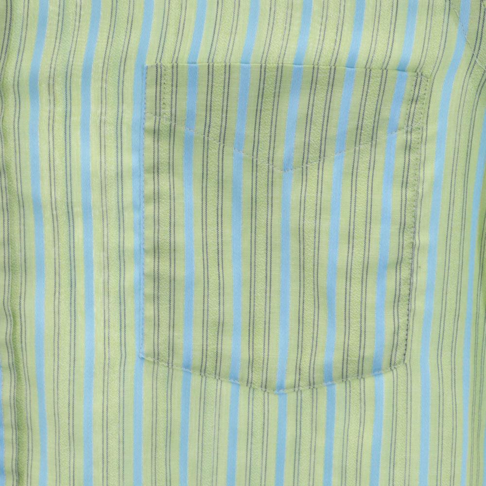 ENOURO BY ENRO винтажная рубашка 70-х годов в полоску с длинным рукавом, зеленая система, мужская, б/у