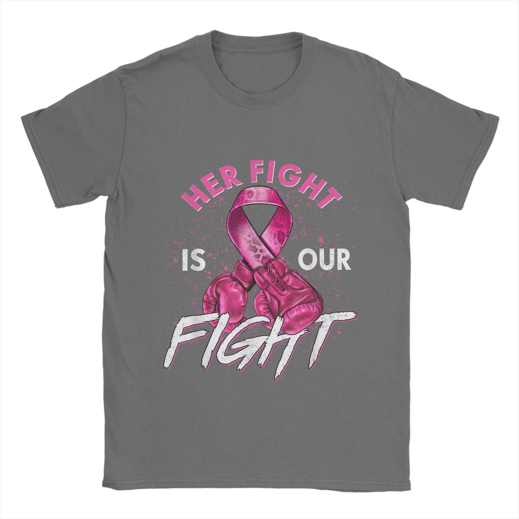 Vintage Fight Is Our Fight Breast Cancers  T-Shirt Men O Neck Cotton T Shirts  Short Sleeve Tees Plus Size Clothing
