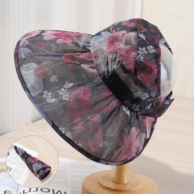 New all-round sun hat women's summer sun protection UV protection outdoor foldable large brim empty top sun hat