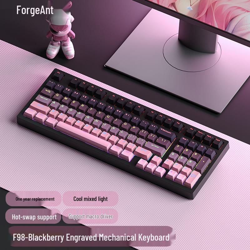 Проводная механическая клавиатура RuiYi F98 с 98 клавишами, с возможностью горячей замены, с боковой печатью, с защитой от залипания всех клавиш, для офиса/игр.
