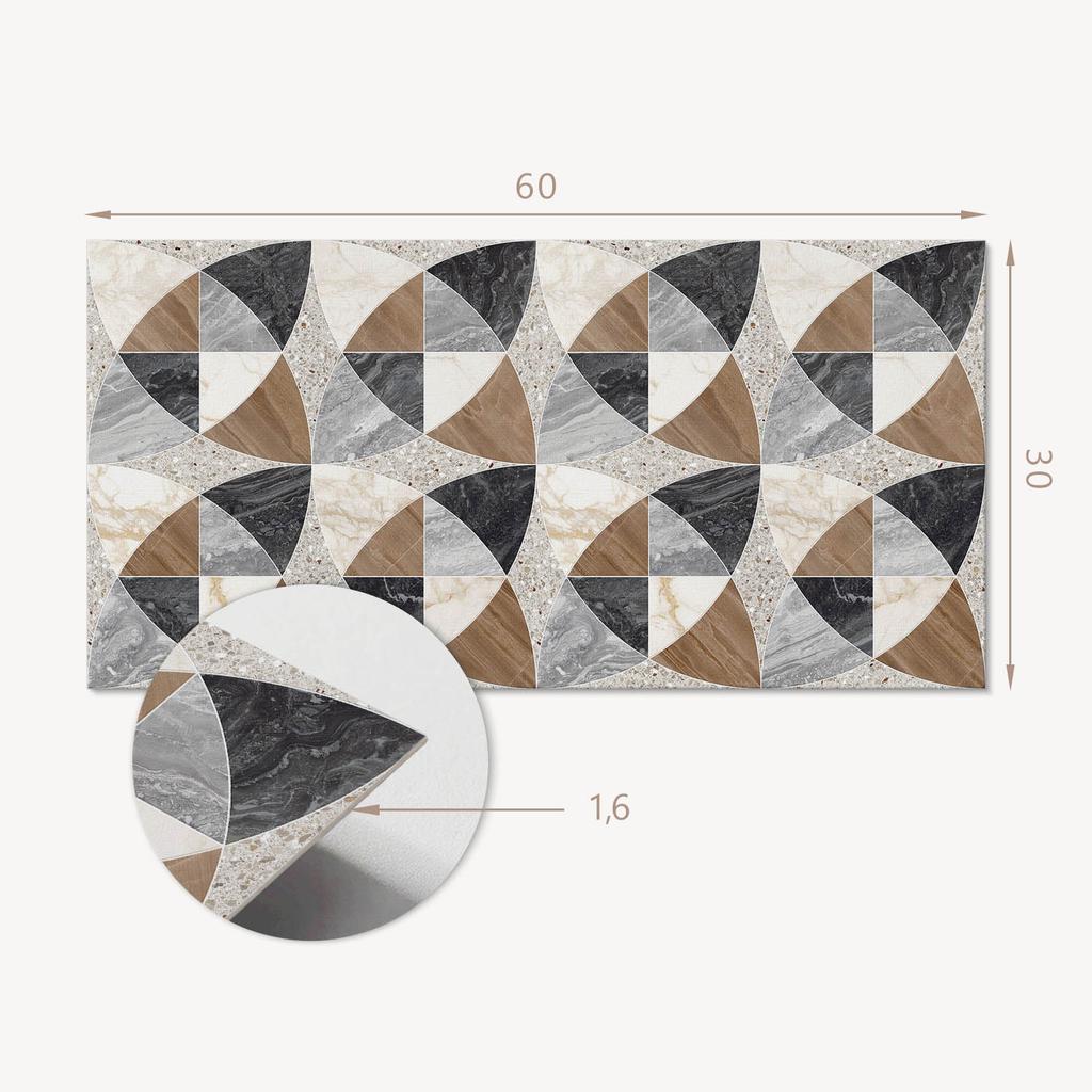 Kafelki Winylowe Z Nadrukiem - Dekoracja Do Sypialni Geometryczny Wzór Kafli 6X60X30 Cm