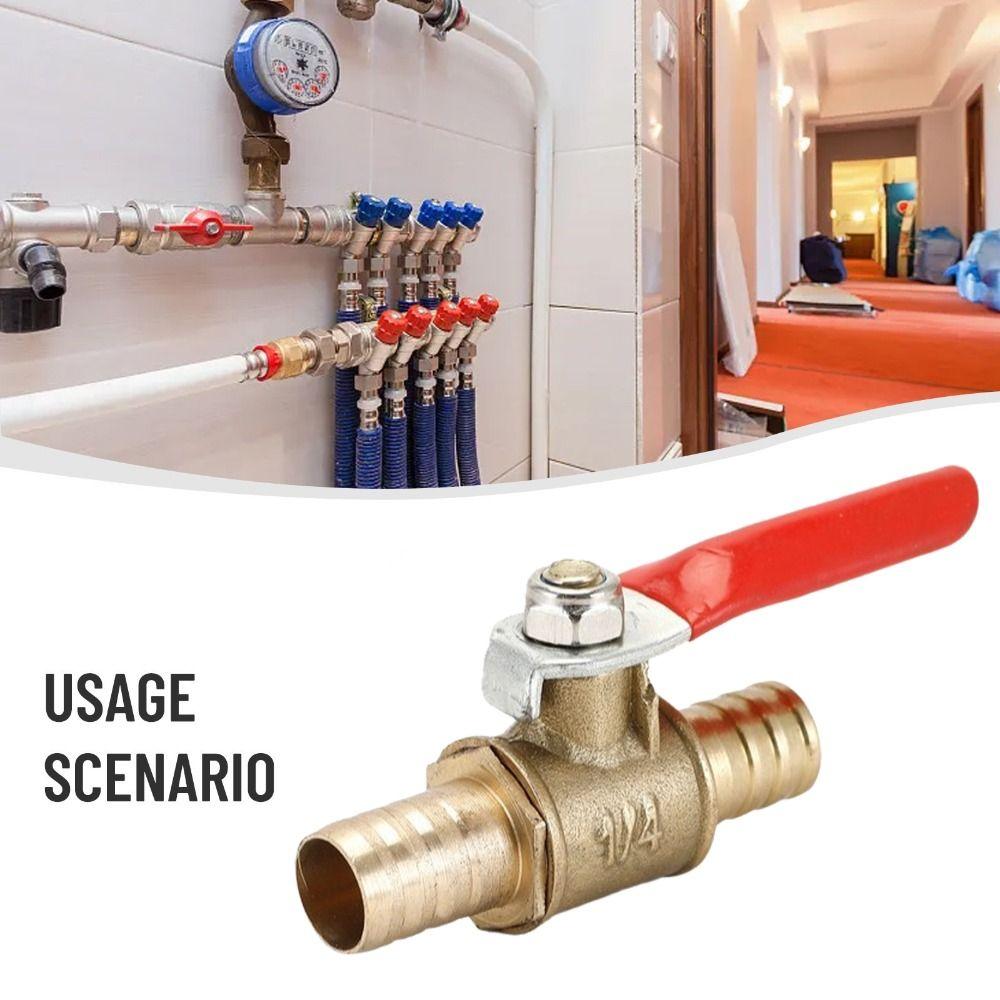 Pipe Fittings Brass Construction Ball Valve 6-12mm Size 1/4 Inch Brass Ball Valve Small Size Hose Barb Shutoff Valve Air Line